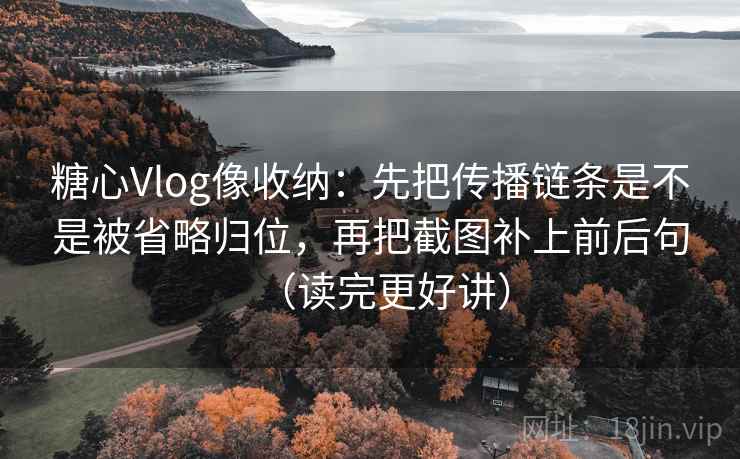 糖心Vlog像收纳：先把传播链条是不是被省略归位，再把截图补上前后句（读完更好讲）